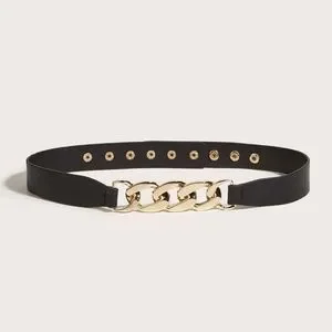 Khaki vegan leather gold buckle high waisted belt Statement Brown Leather Belt with Striking Gold Buckle  main image 4